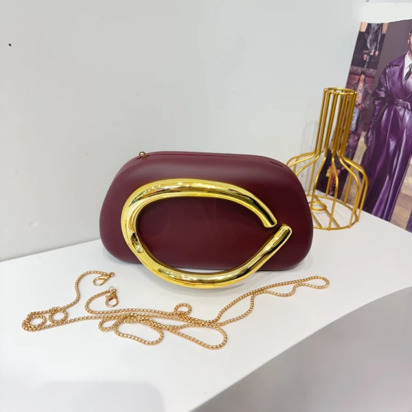 Modern Metallic Oval Handle Clutch - Image 4