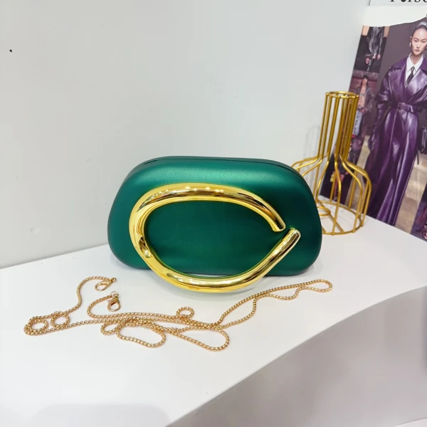 Modern Metallic Oval Handle Clutch - Image 2