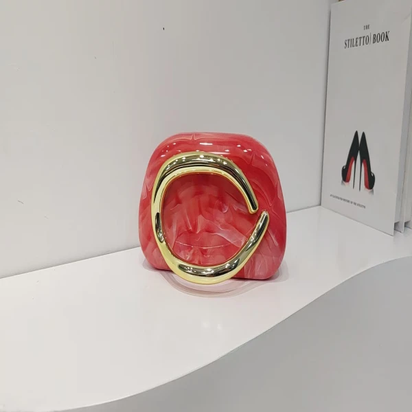 Modern Metallic Oval Handle Clutch - Image 3