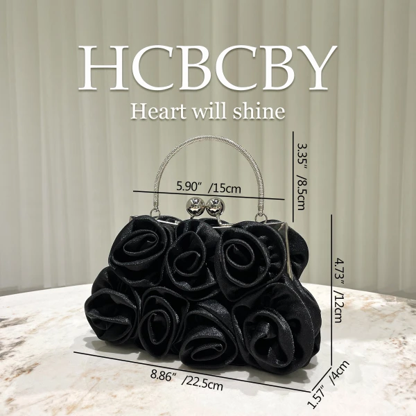 HCBCBY 3D Rose Floral Clutch