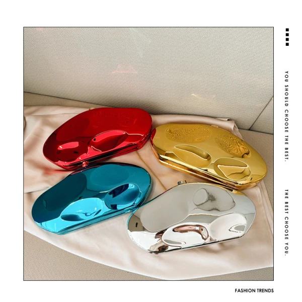 Irregular Metallic Hard Case Clutch - Image 2