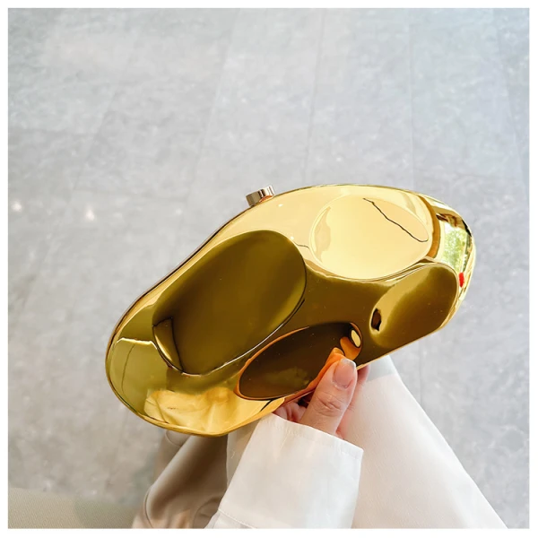 Irregular Metallic Hard Case Clutch