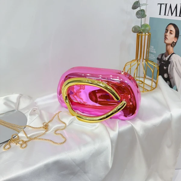 Glossy Abstract Handle Clutch